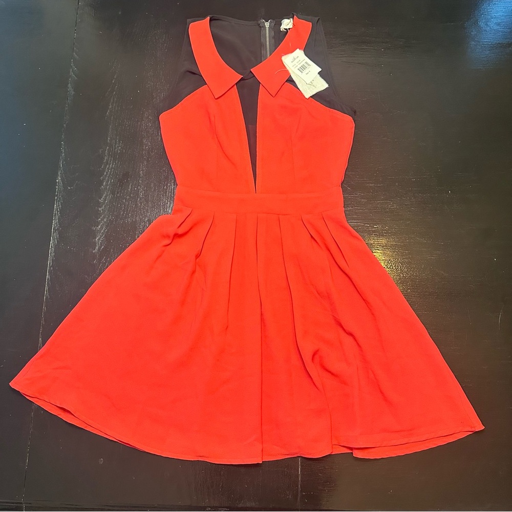 NWT Sugar Lips Small Poppy Red Pink and Black Mini Dress Fancy